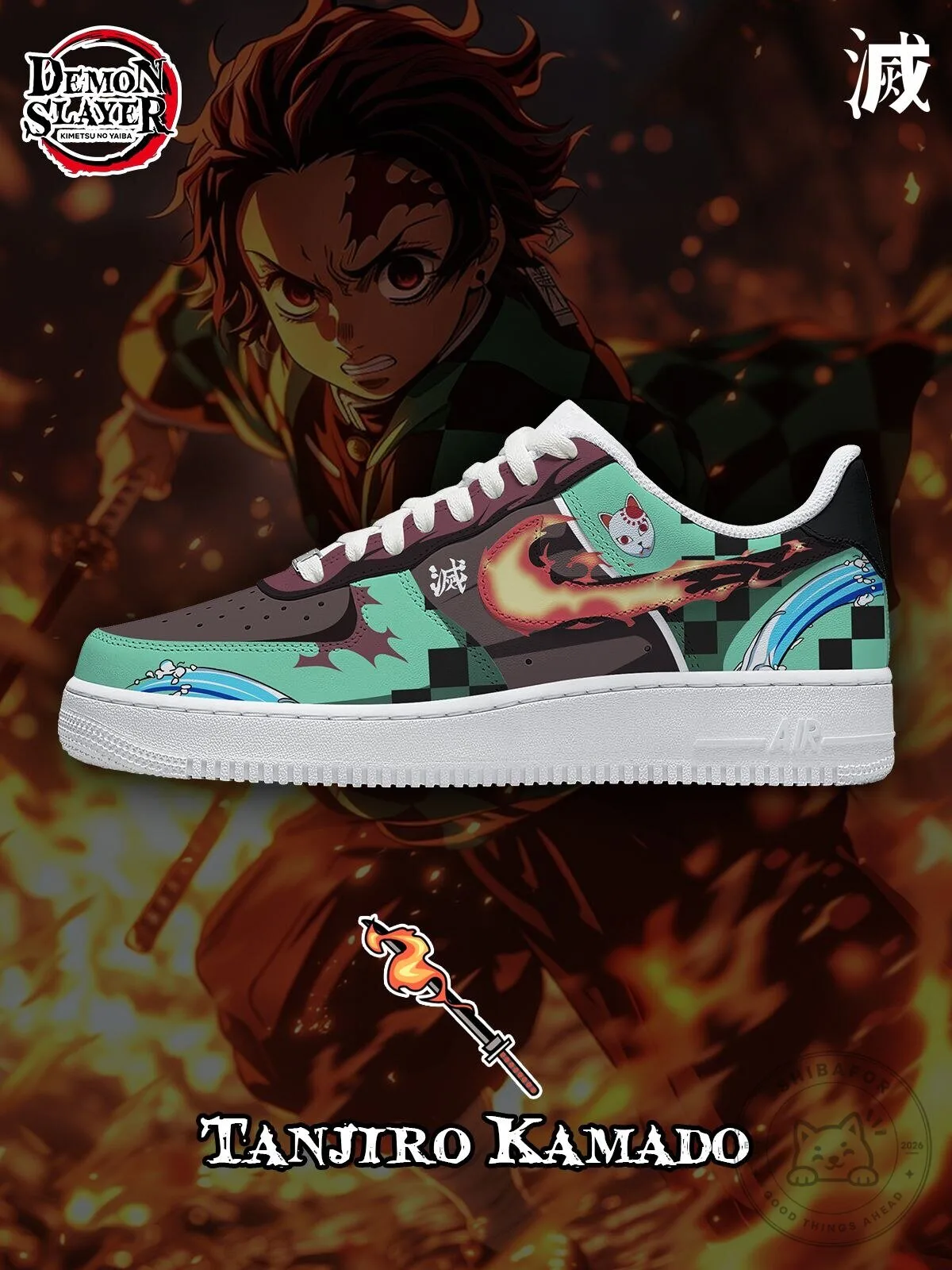 Demon Slayer Tanjiro Kamado Anime Custom Printed Sneakers Shoes
