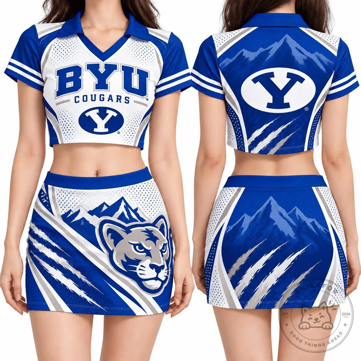 Brigham Young University Cougars Women's Cropped Polo Shirt and Skirt Set