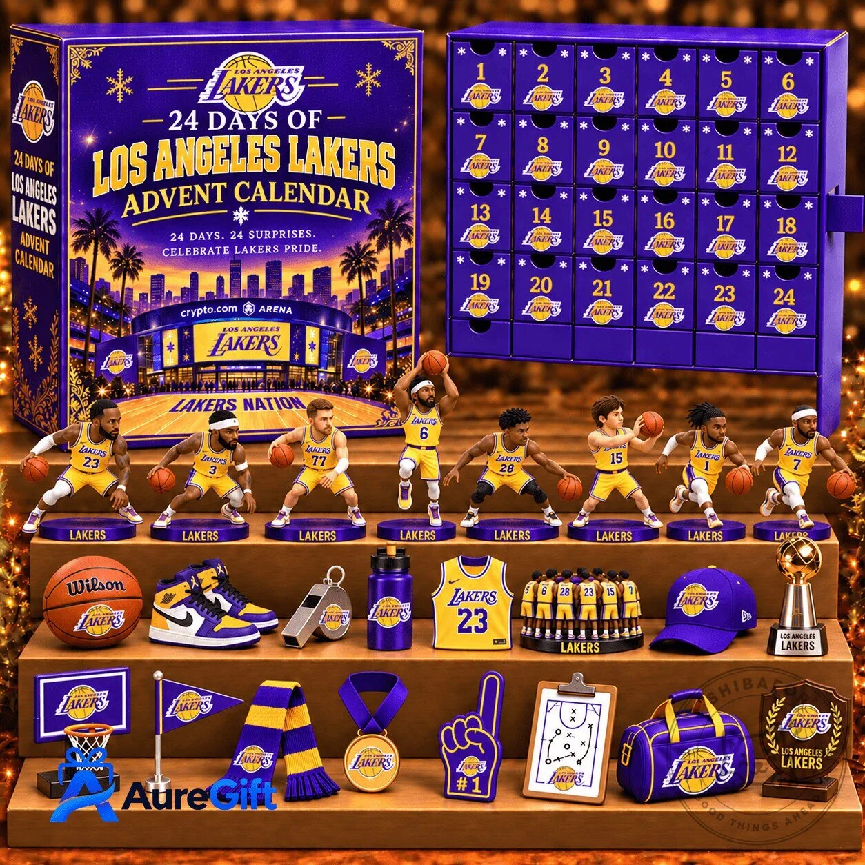Los Angeles Lakers NBA Basketball Team 24 Days of Advent Calendar 2D