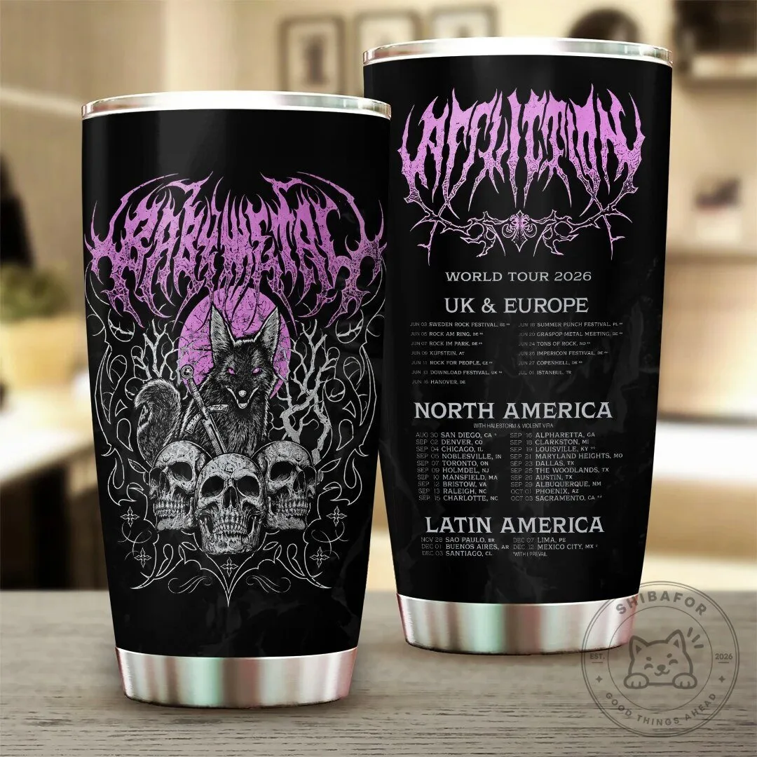 Babymetal World Tour 2026 Black Metal Fox and Skulls Insulated Tumbler