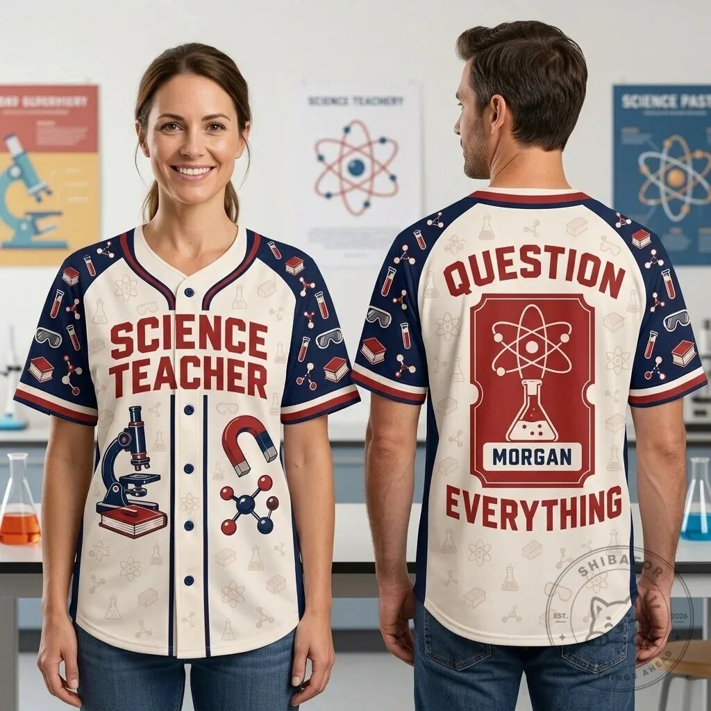 Science Teacher Question Everything Personalized Baseball Jersey