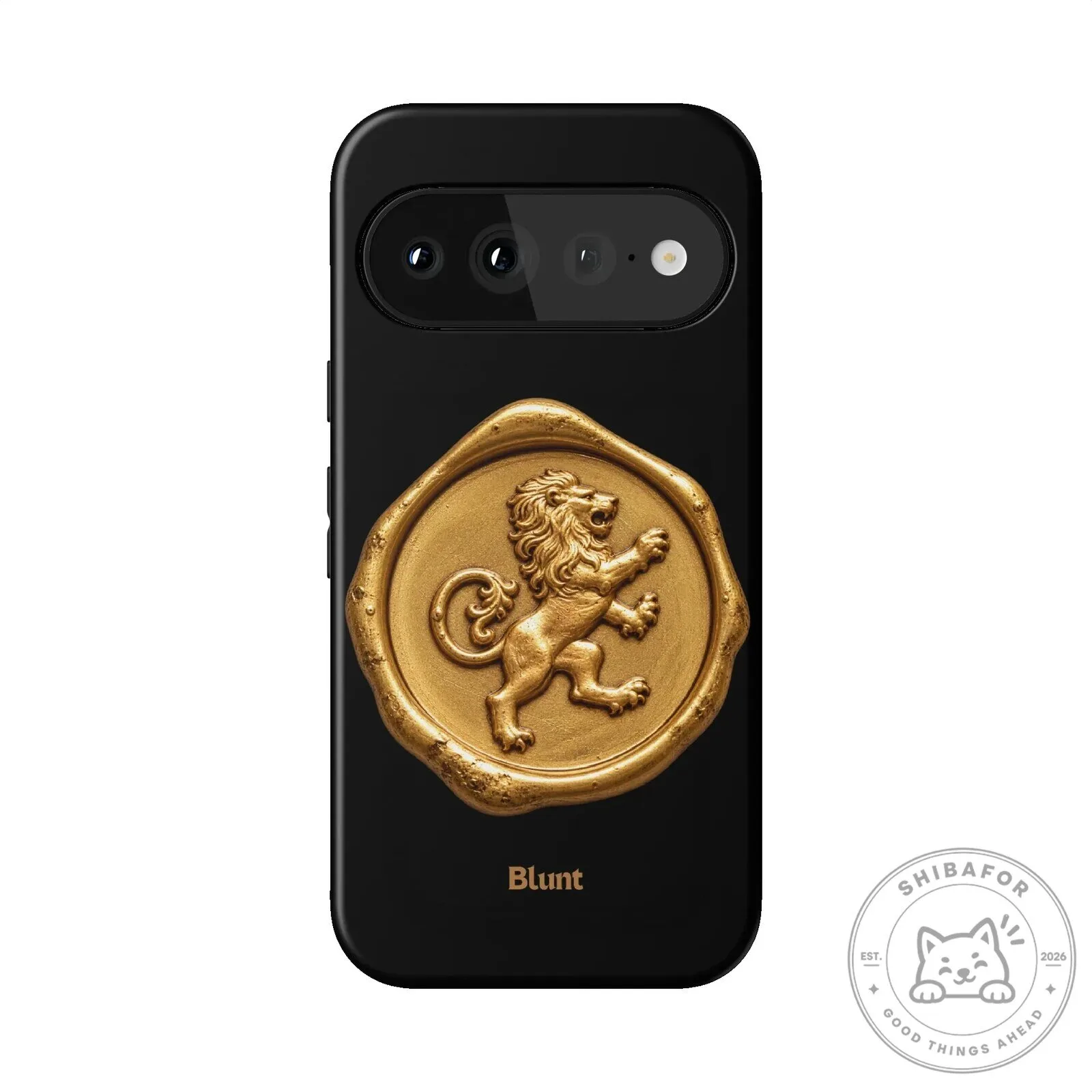 Gilded Lion Crest Gold Wax Seal Black Phone Case
