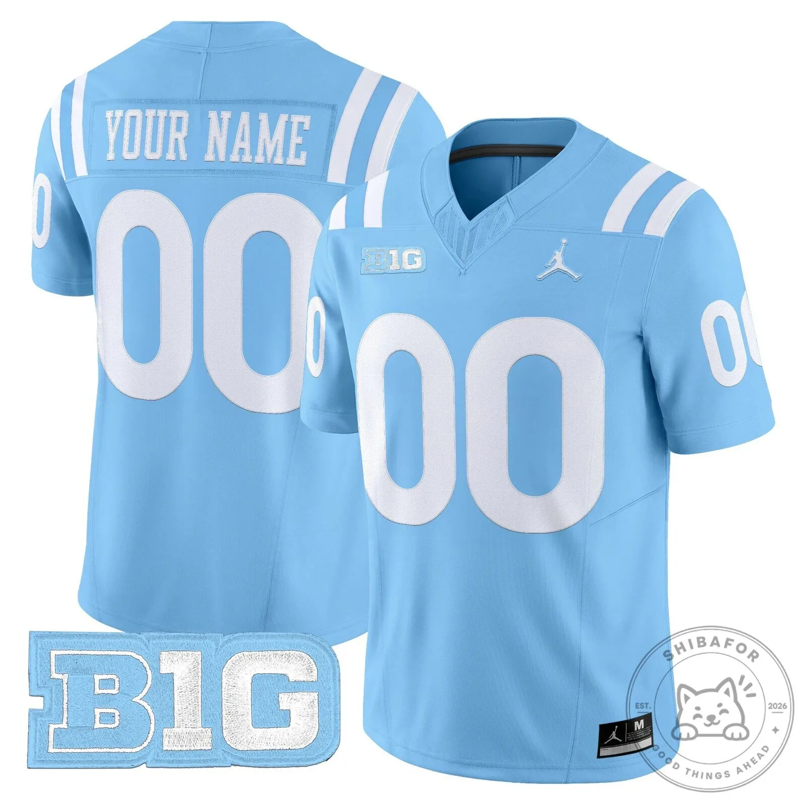 Custom Light Blue Football Jersey for Big Ten Conference Fans