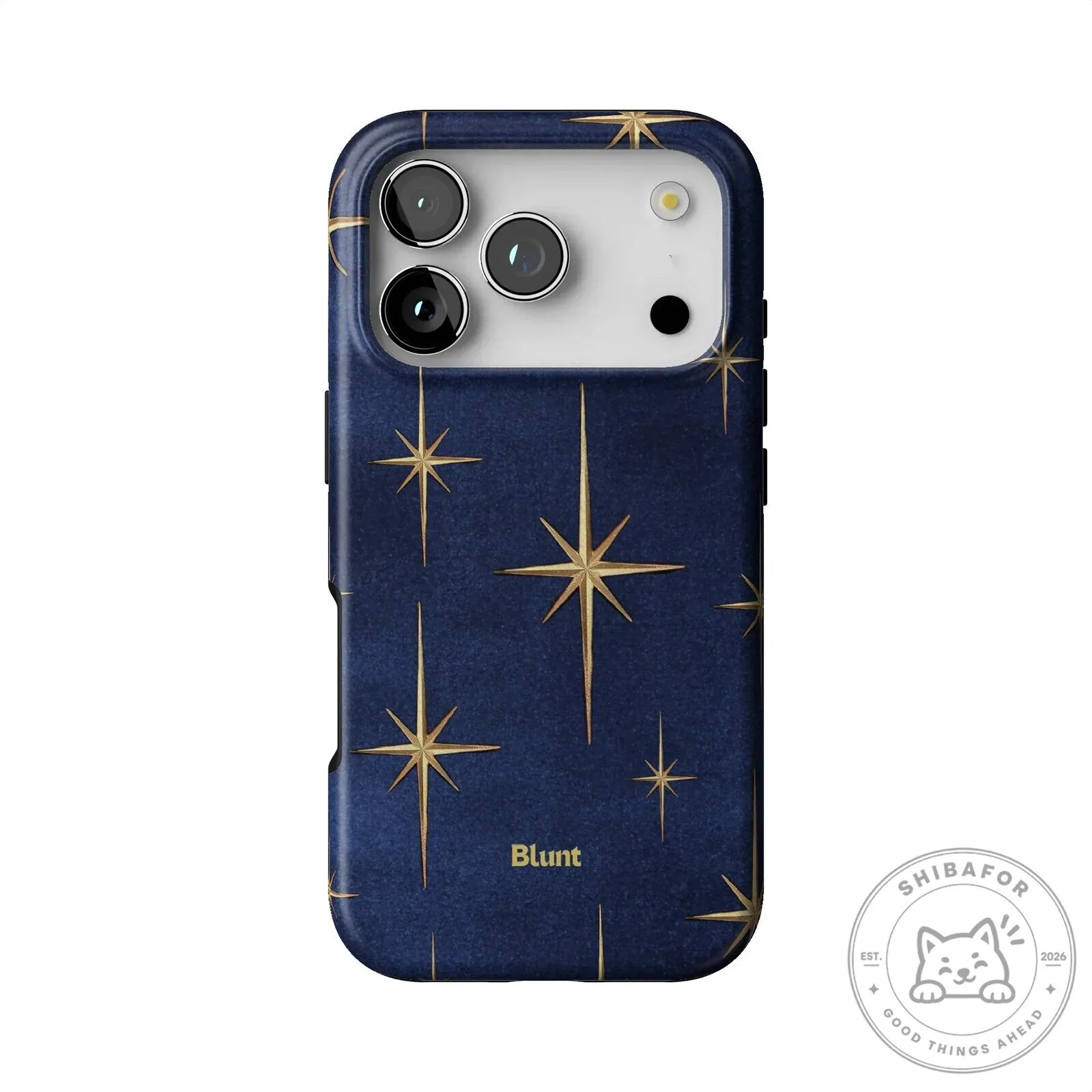Elegant Gold Starburst Pattern on Navy Blue iPhone Phone Case