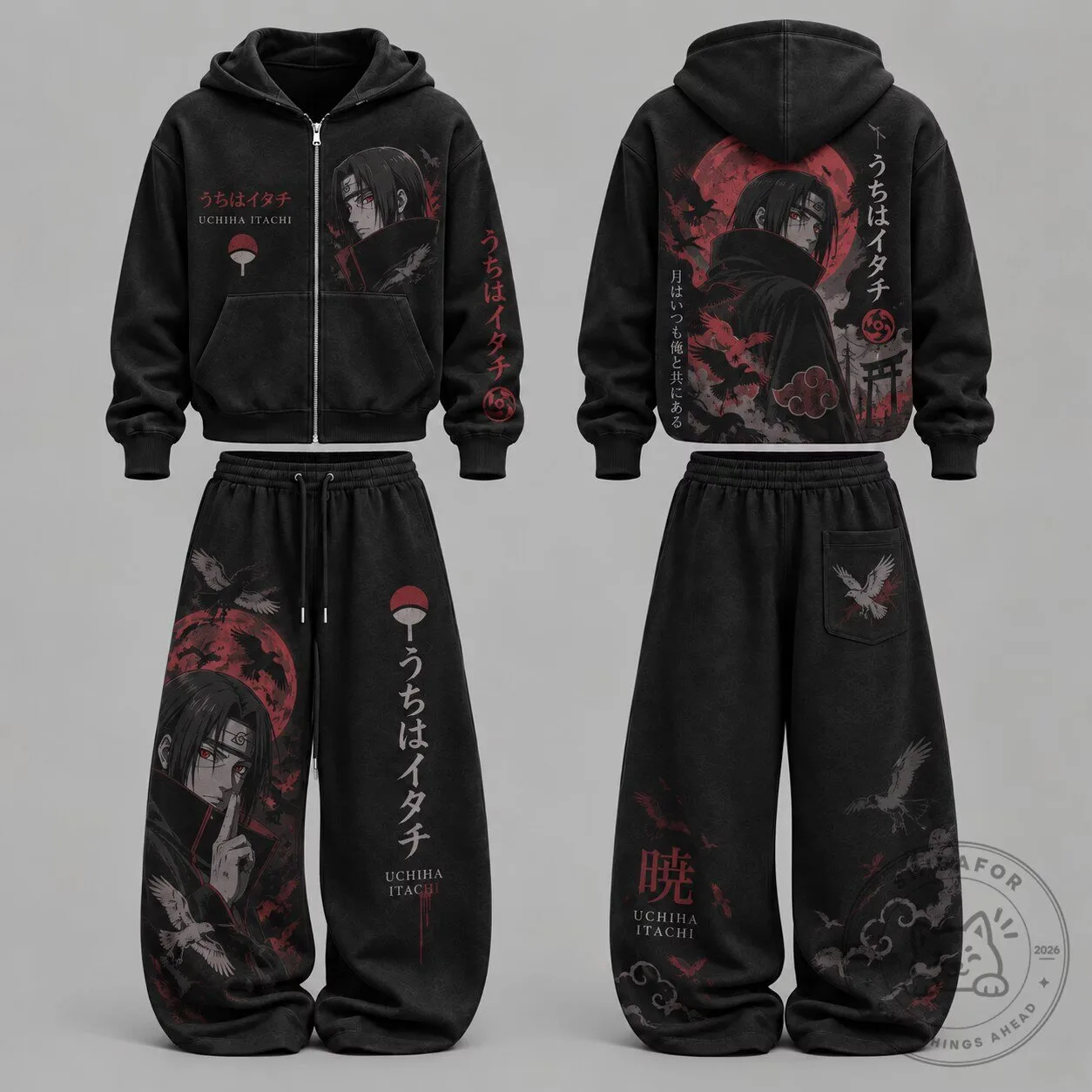 Naruto Shippuden Itachi Uchiha Akatsuki Clan Symbol Full-Zip Hoodie 2 Naruto Shippuden Itachi Uchiha Akatsuki Clan Symbol Full-Zip Hoodie