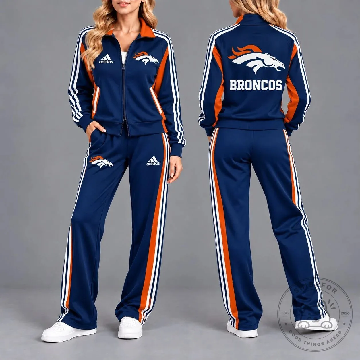 Denver Broncos NFL Team Logo Adidas Full Zip Tracksuit Jacket