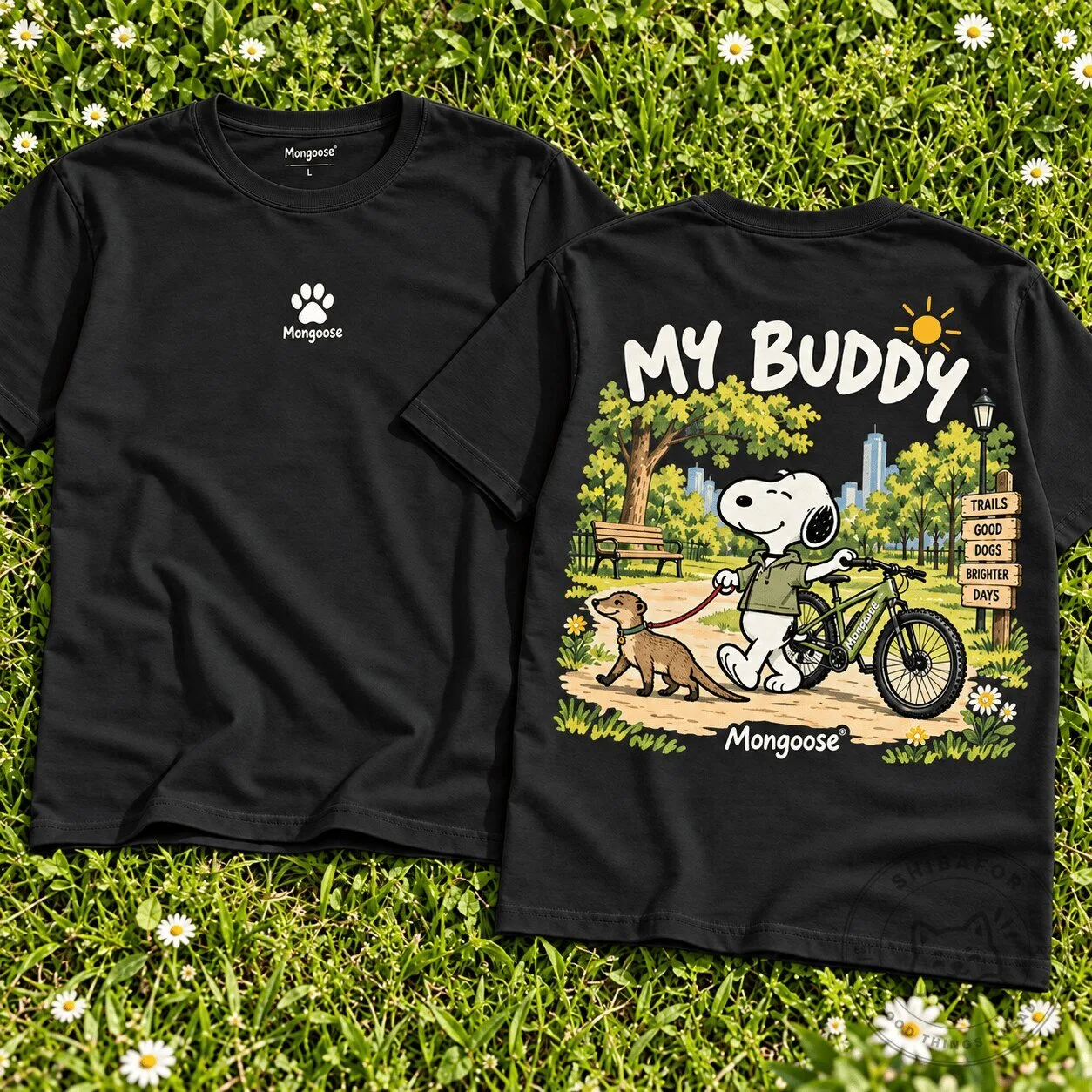 Snoopy My Buddy Adventure Mongoose Bicycle Graphic Black T-Shirt 5 Snoopy My Buddy Adventure Mongoose Bicycle Graphic Black T-Shirt