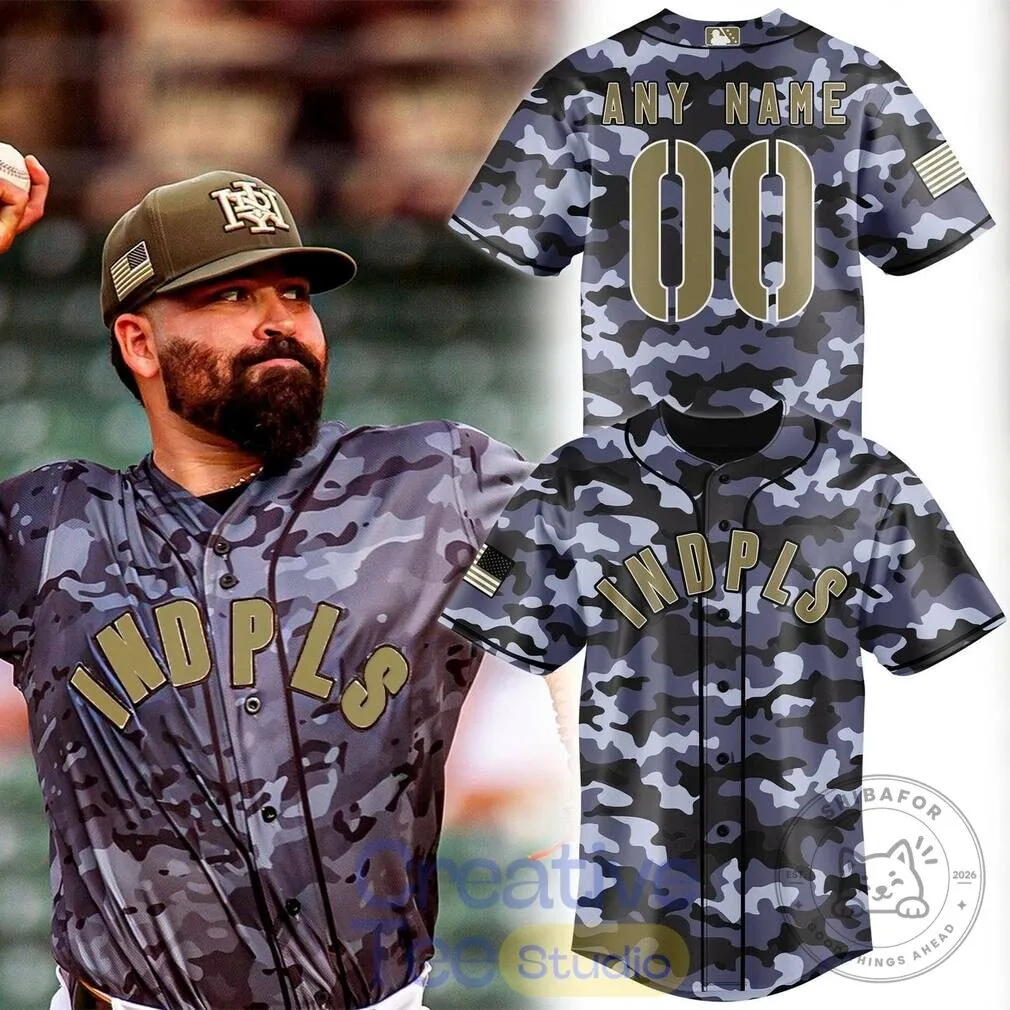 Indianapolis Indians Memorial Day Camouflage Custom Baseball Jersey