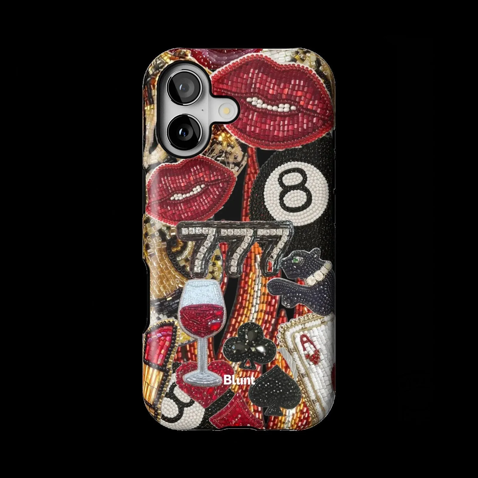 Luxury Casino Gambling Theme Beaded iPhone Case with Red Lips and Lucky Seven 30 Luxury Casino Gambling Theme Beaded iPhone Case with Red Lips and Lucky Seven