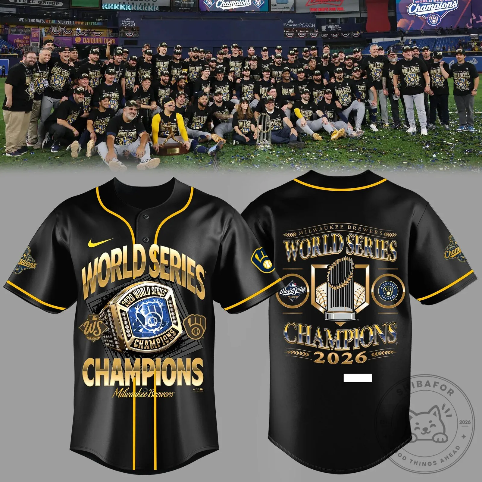 Black Jersey for Milwaukee Brewers - 2026 World Series Champions Baseball Apparel