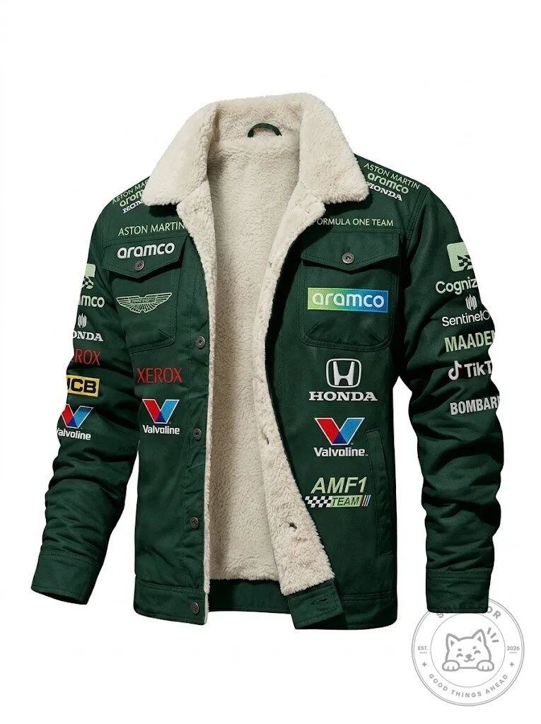 Aston Martin Aramco Cognizant Formula One Team Green Sherpa Collar Jacket