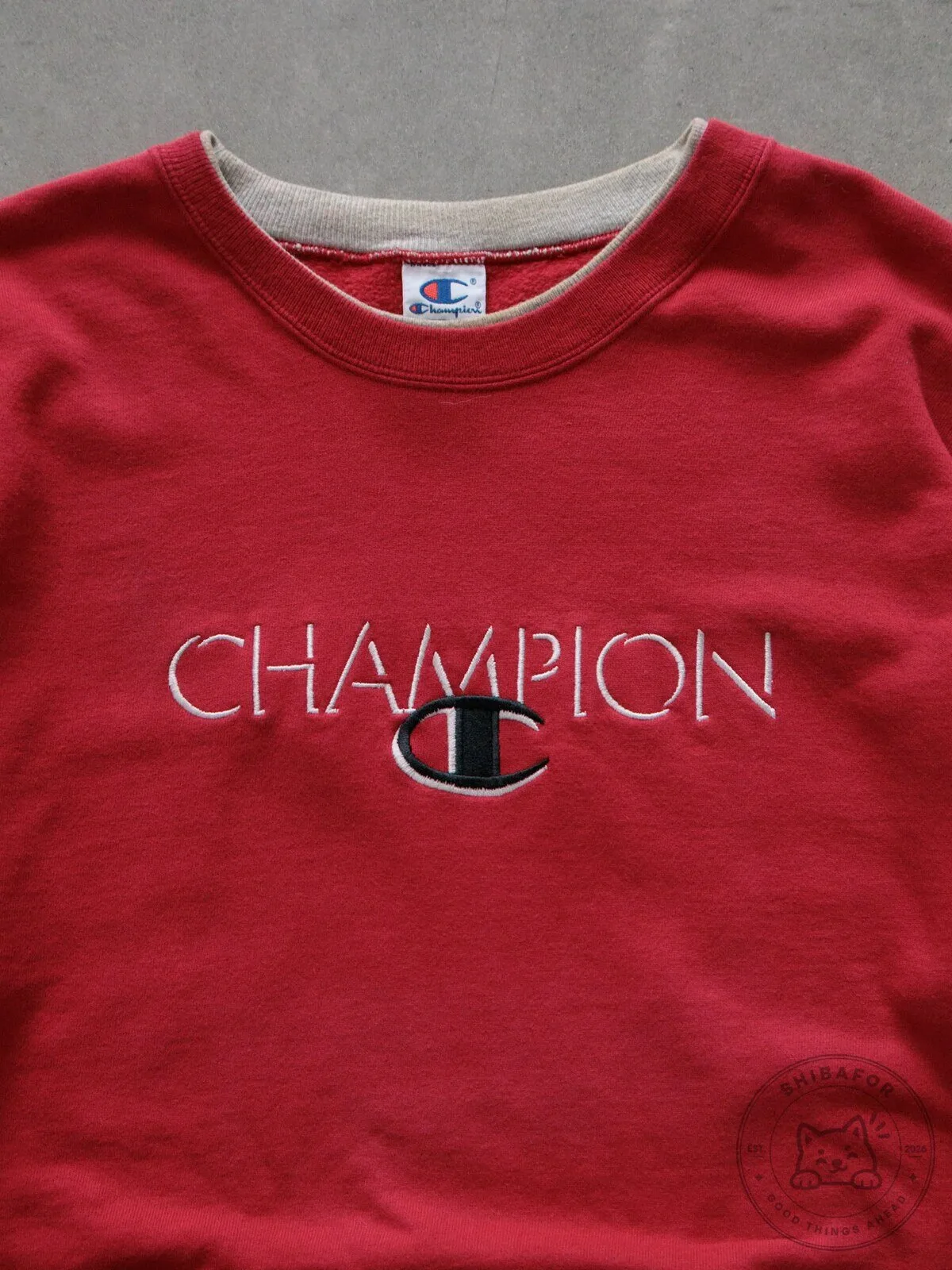 Vintage 90s Champion Embroidered Logo Red Crewneck Sweatshirt 9 Vintage 90s Champion Embroidered Logo Red Crewneck Sweatshirt