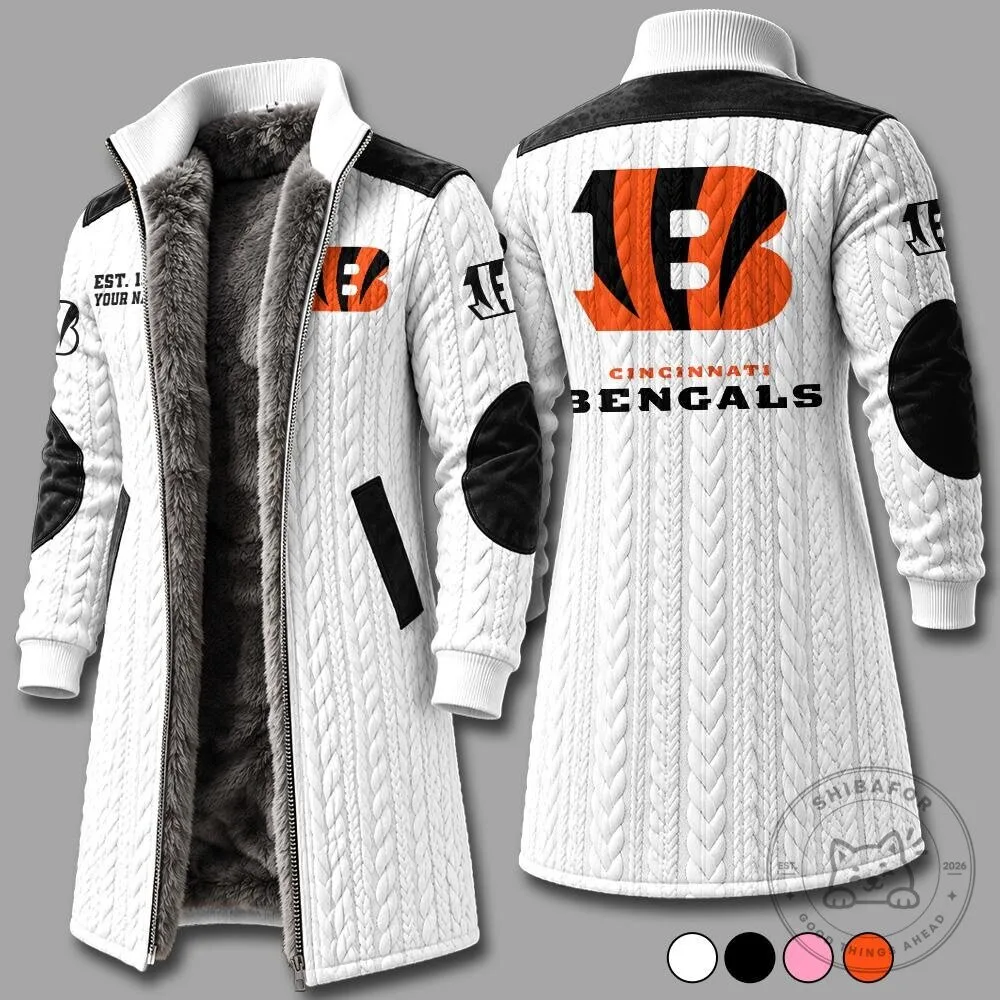 Cincinnati Bengals Fur-Lined Long Winter Coat for Men and Women