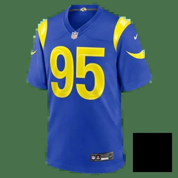 Los Angeles Rams Myles Garrett Royal Blue Football Jersey Number 95 8 Los Angeles Rams Myles Garrett Royal Blue Football Jersey Number 95