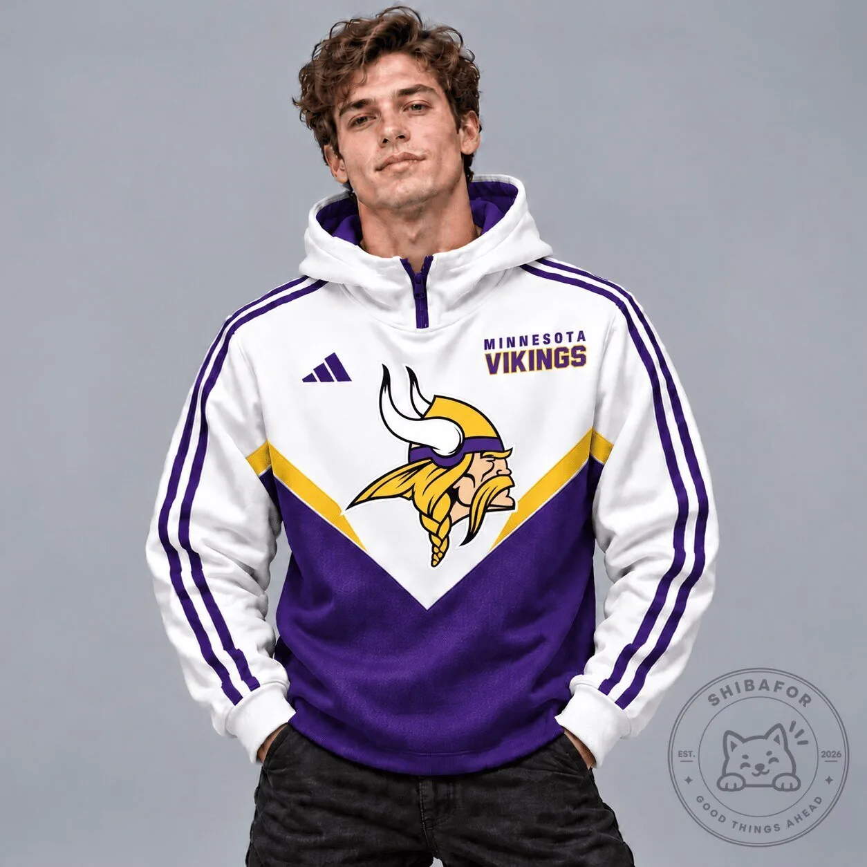 Minnesota Vikings NFL Football Team Colorblock Hoodie for Men