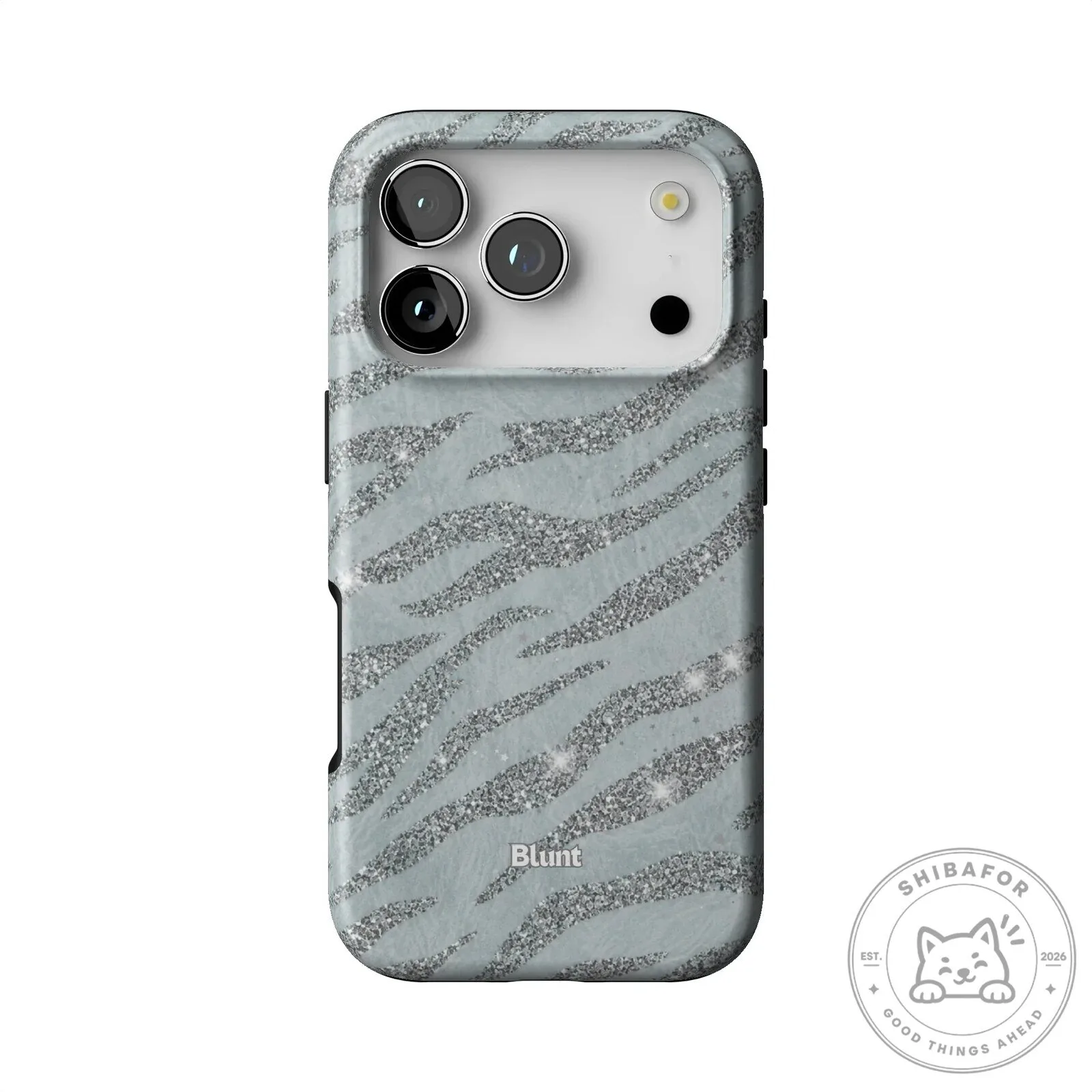 Silver Glitter Zebra Print Pattern iPhone Case
